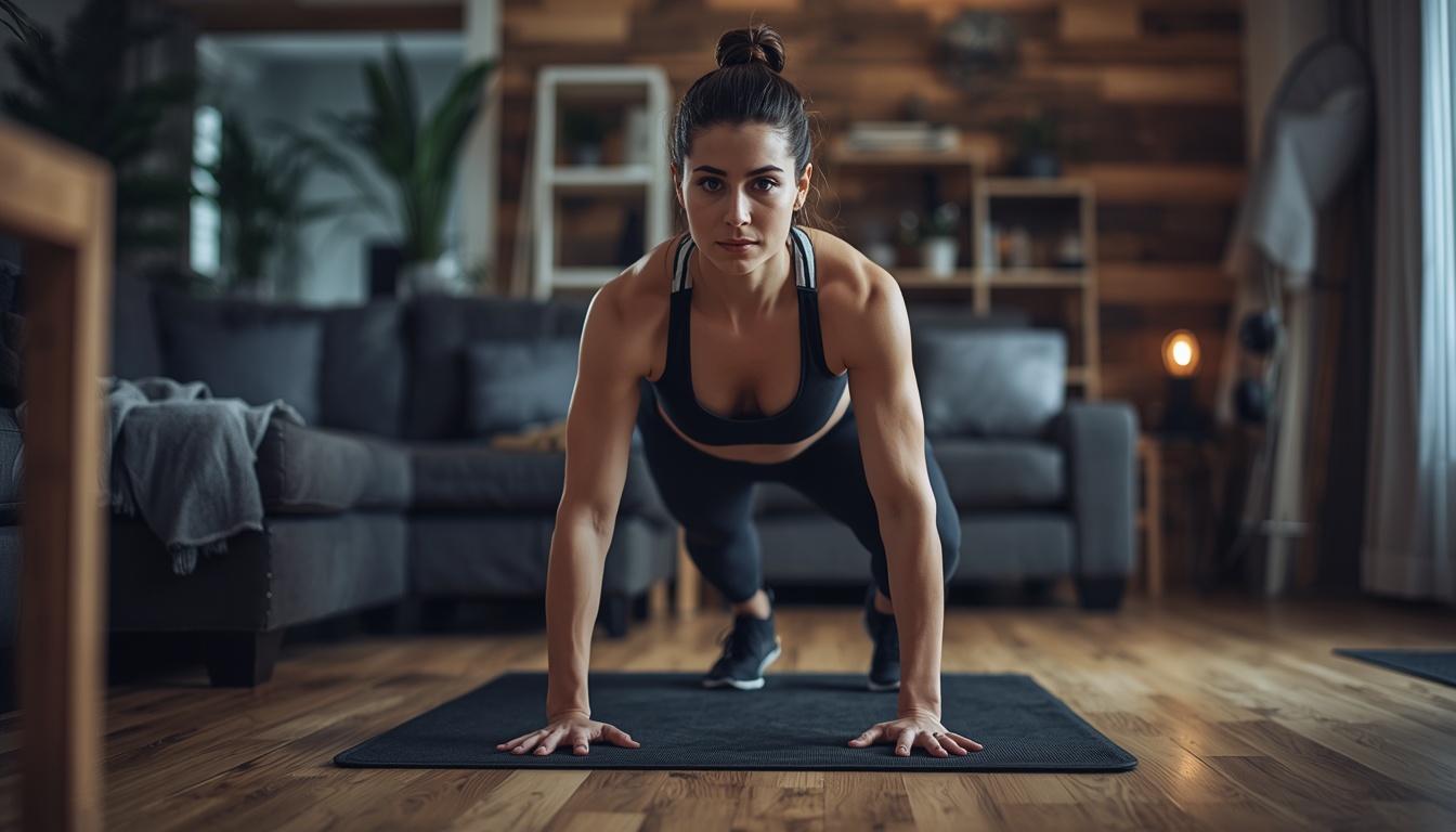 Person doing squats and plank exercises for strength training