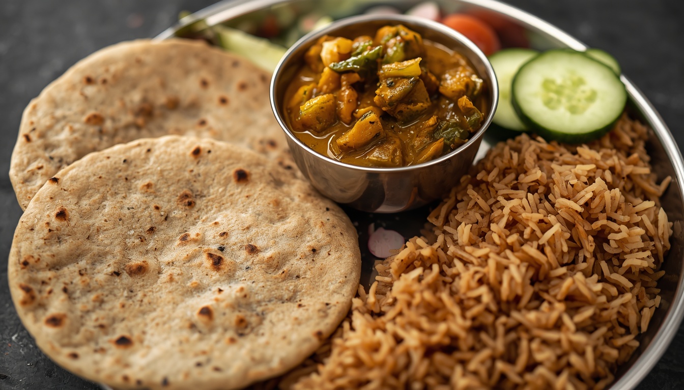 Bowl of moong dal khichdi with a side of vegetable salad