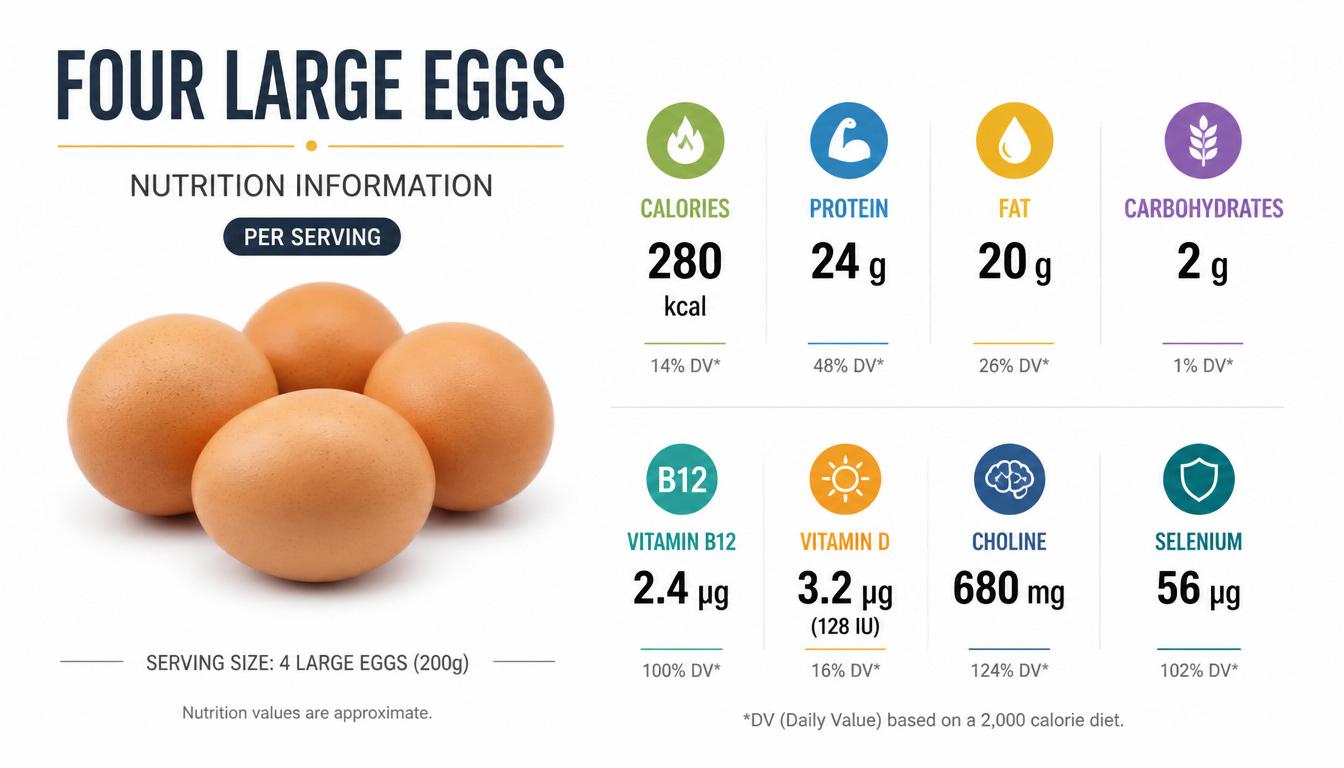 Nutrition facts of four large eggs