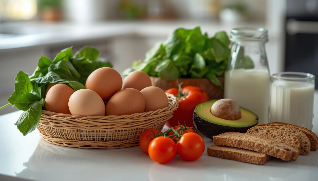Healthy foods showing the nutritional benefits of eggs