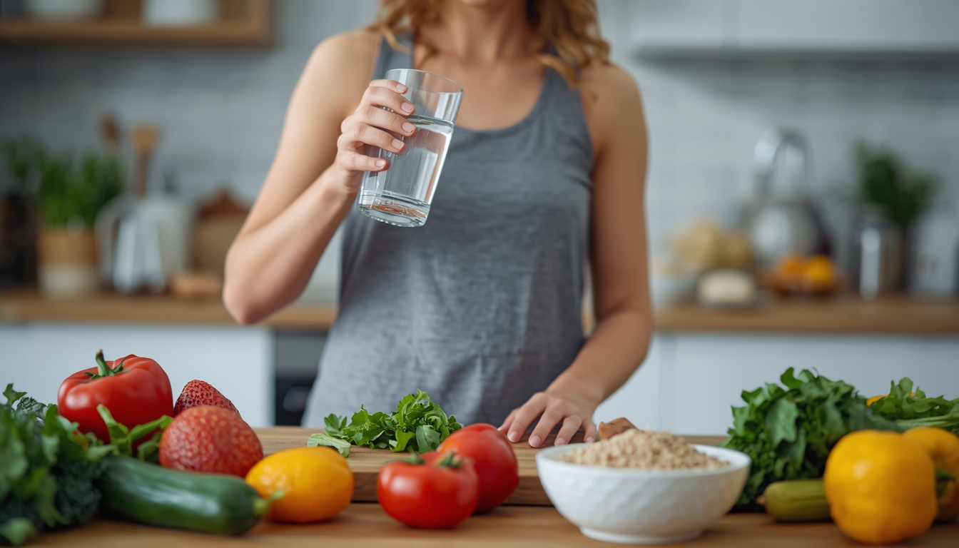 Person drinking water and preparing healthy meals to improve gut health naturally