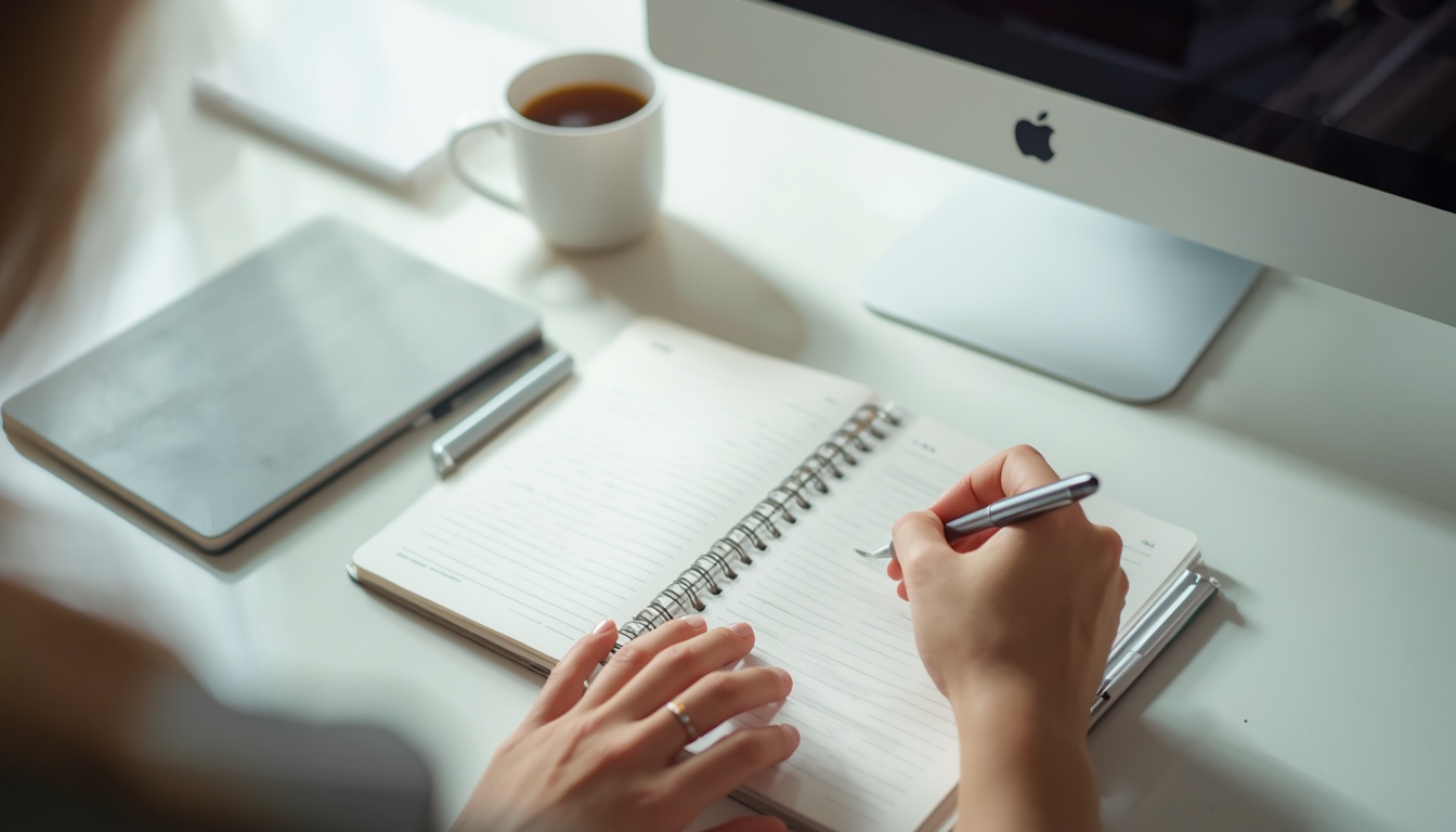 Writing daily goals as part of a morning routine checklist