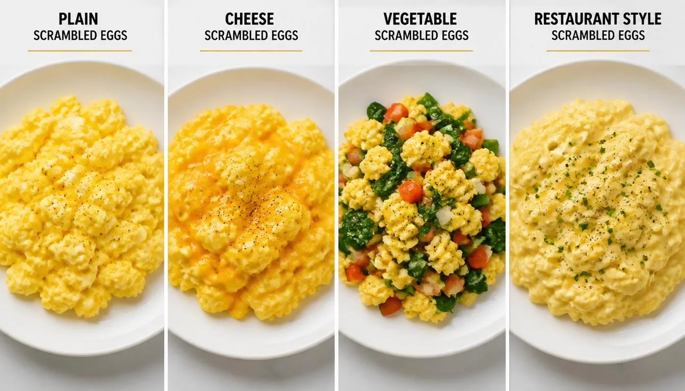 Plain cheese and vegetable scrambled eggs comparison