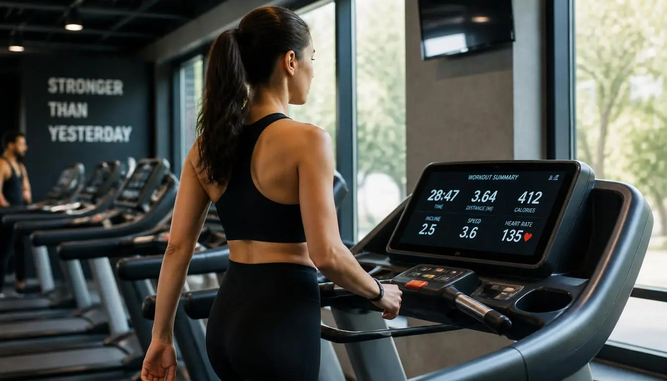 Person using treadmill to lose belly fat and burn calories