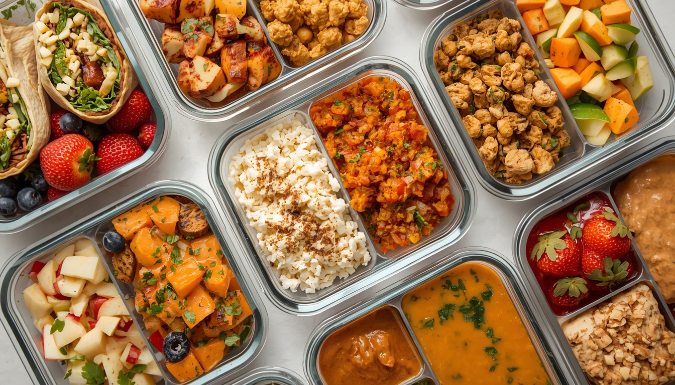 Wraps, salads, soups and snack packs prepared for the week