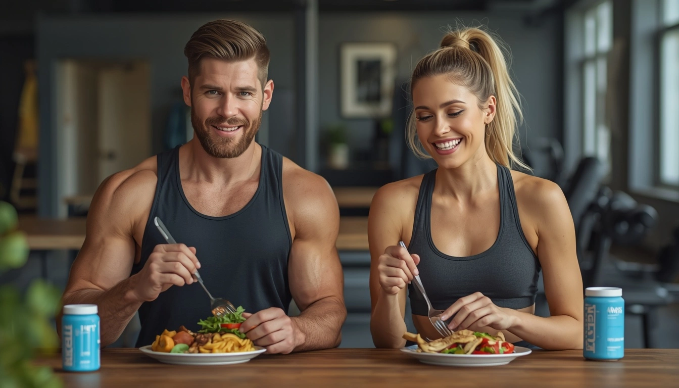 Healthy people eating protein-rich foods after exercise