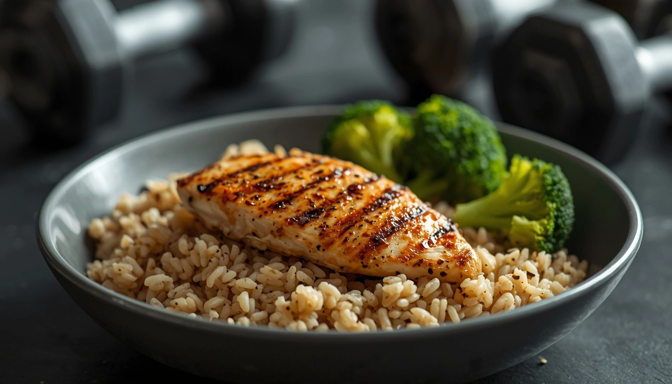 Cooked chicken breast meal for muscle building