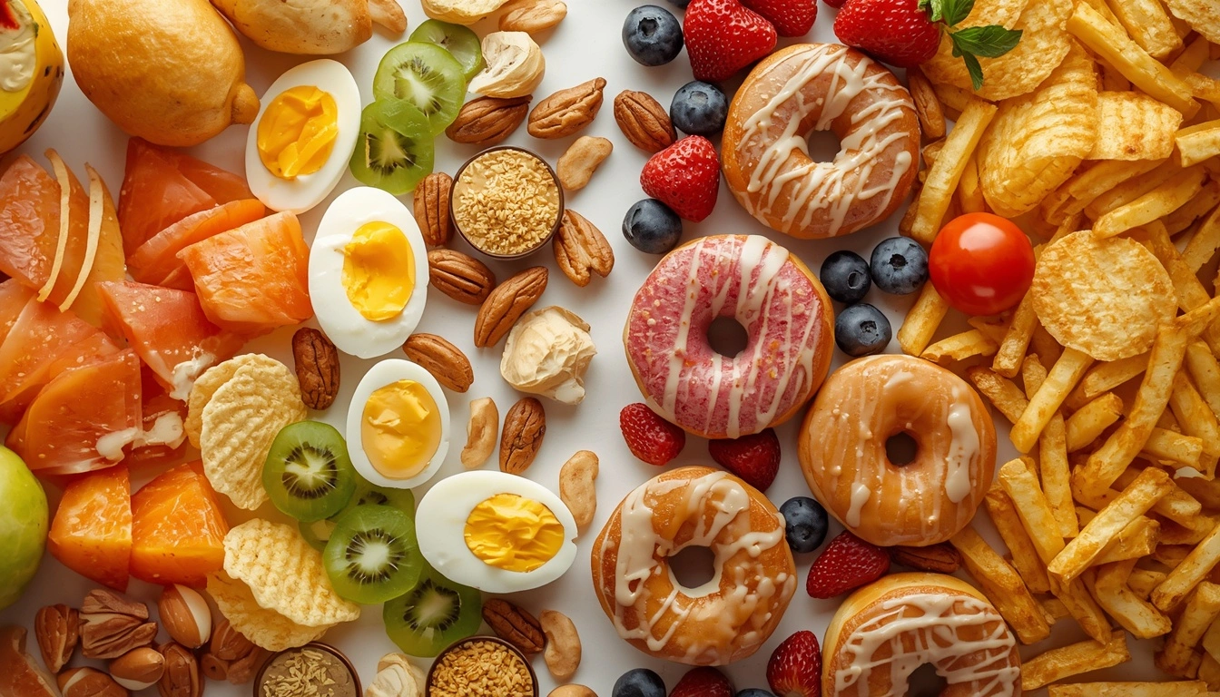 Comparison of healthy snacks and unhealthy snack foods
