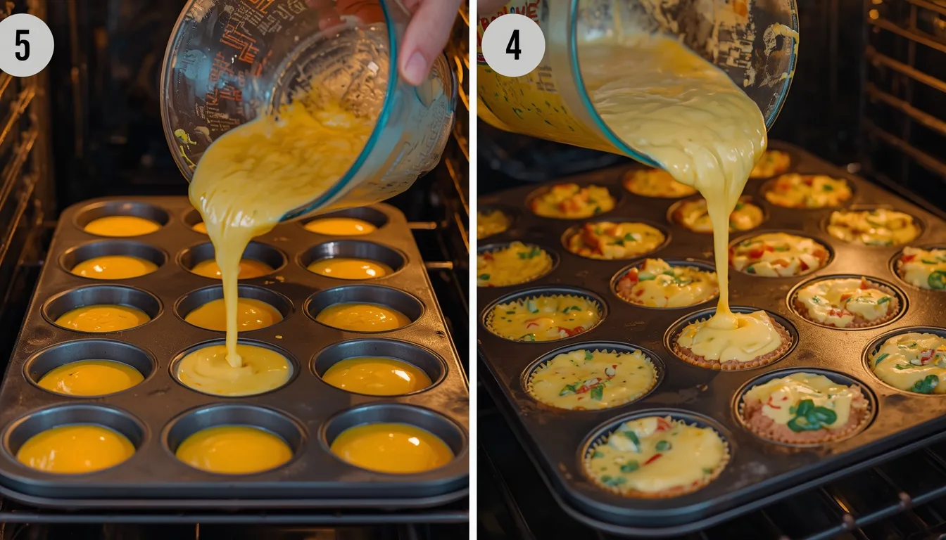Making high protein egg bites in a muffin tray