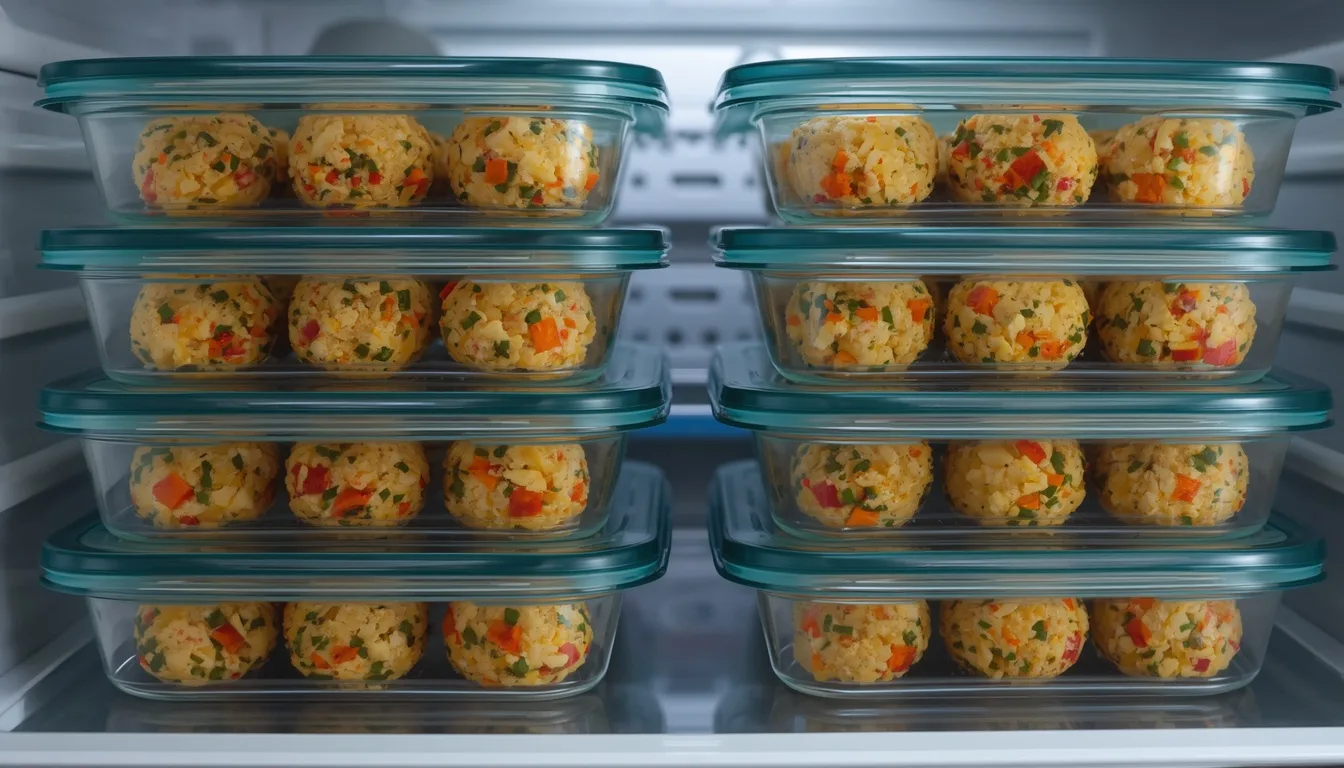 High protein egg bites stored in airtight containers