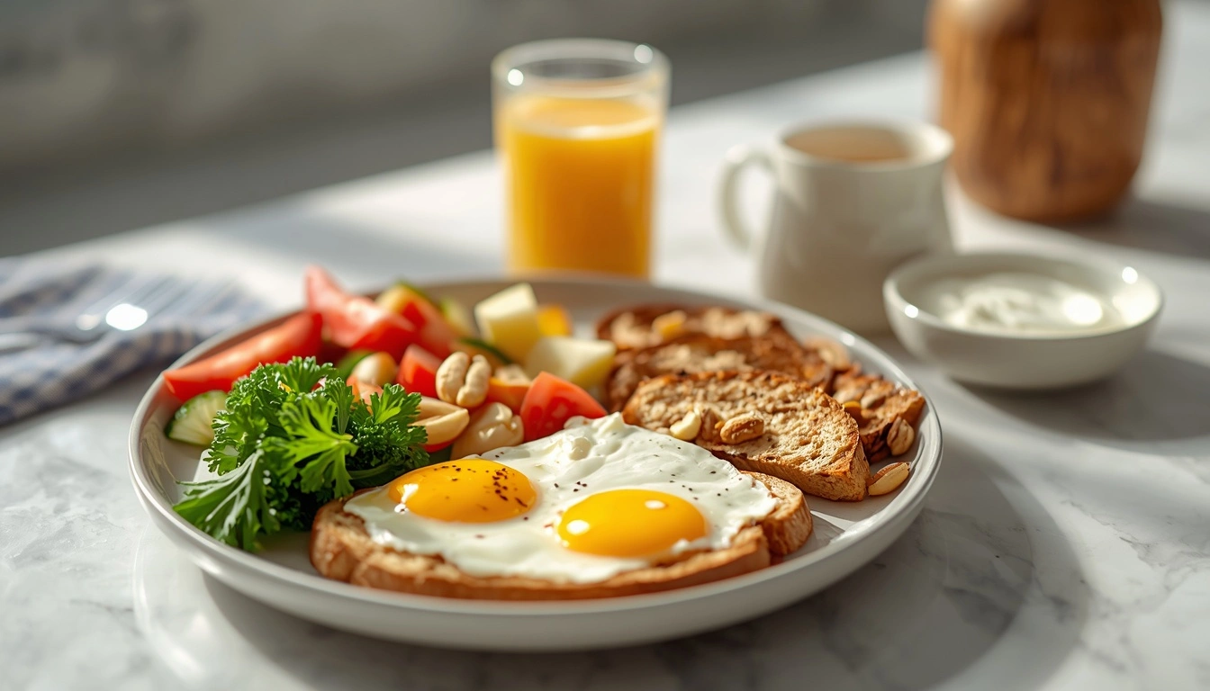 Balanced healthy breakfast for a morning routine