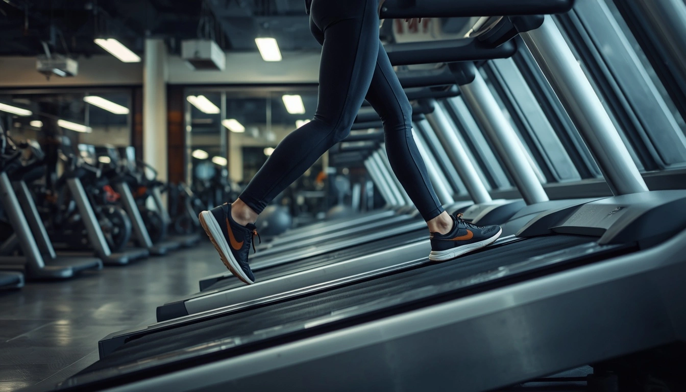 Person doing incline walking on a treadmill for weight loss