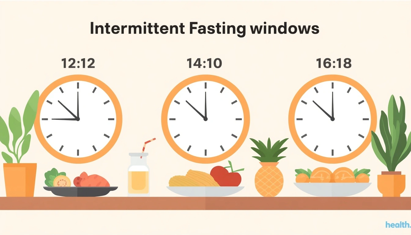 Intermittent fasting methods including 12:12, 14:10 and 16:8