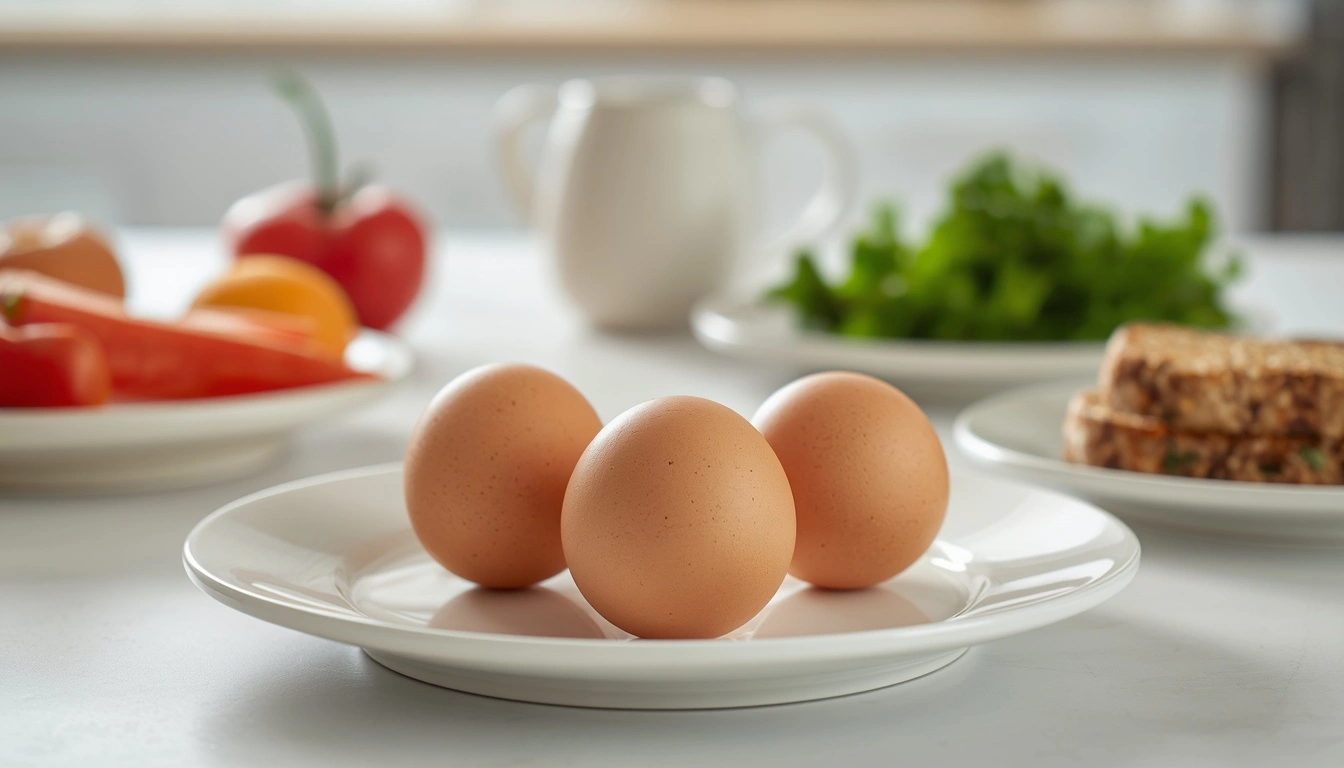 Three large eggs containing approximately 18 to 19 grams of protein