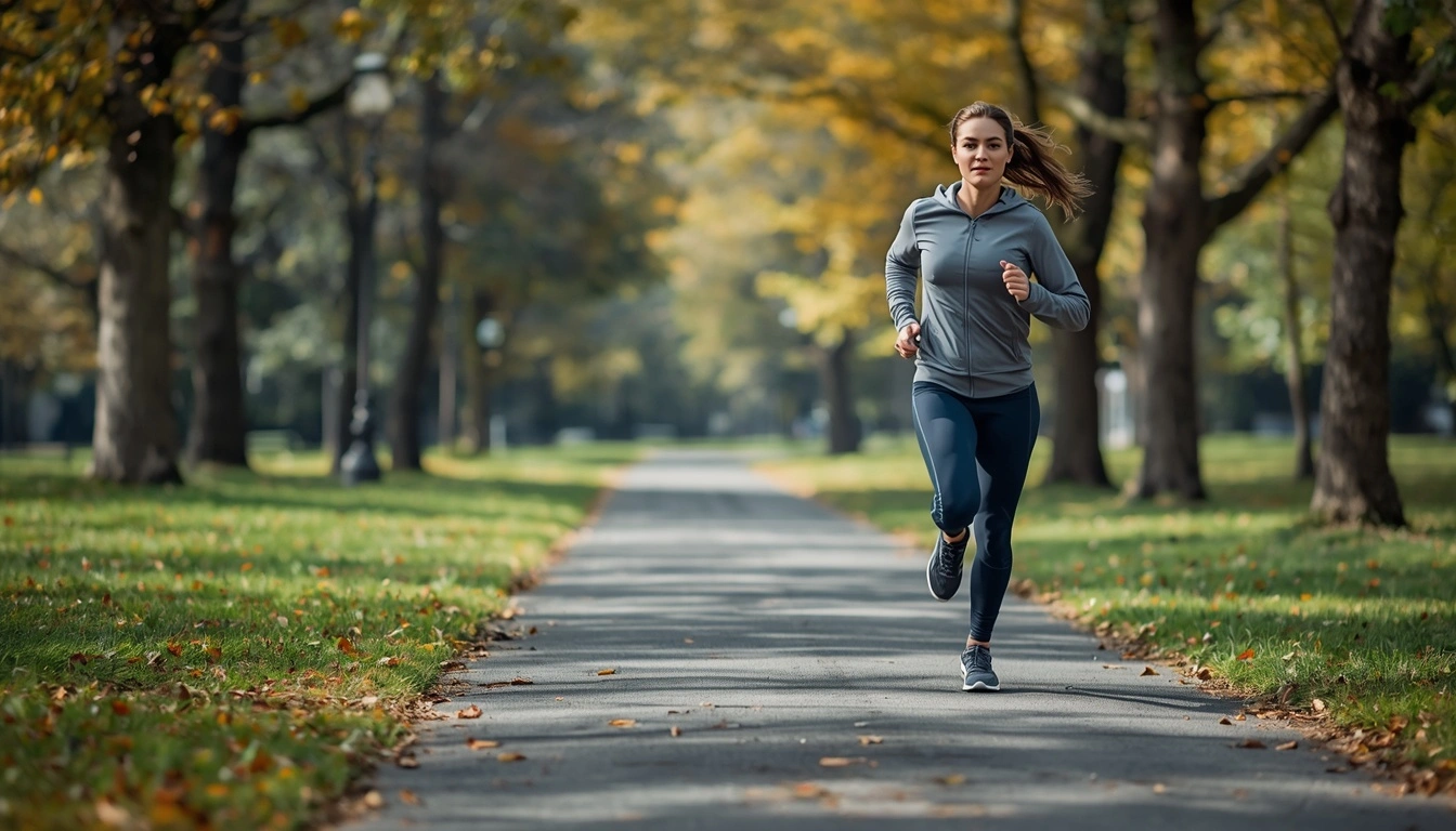 Person running outdoors during a calorie-burning workout