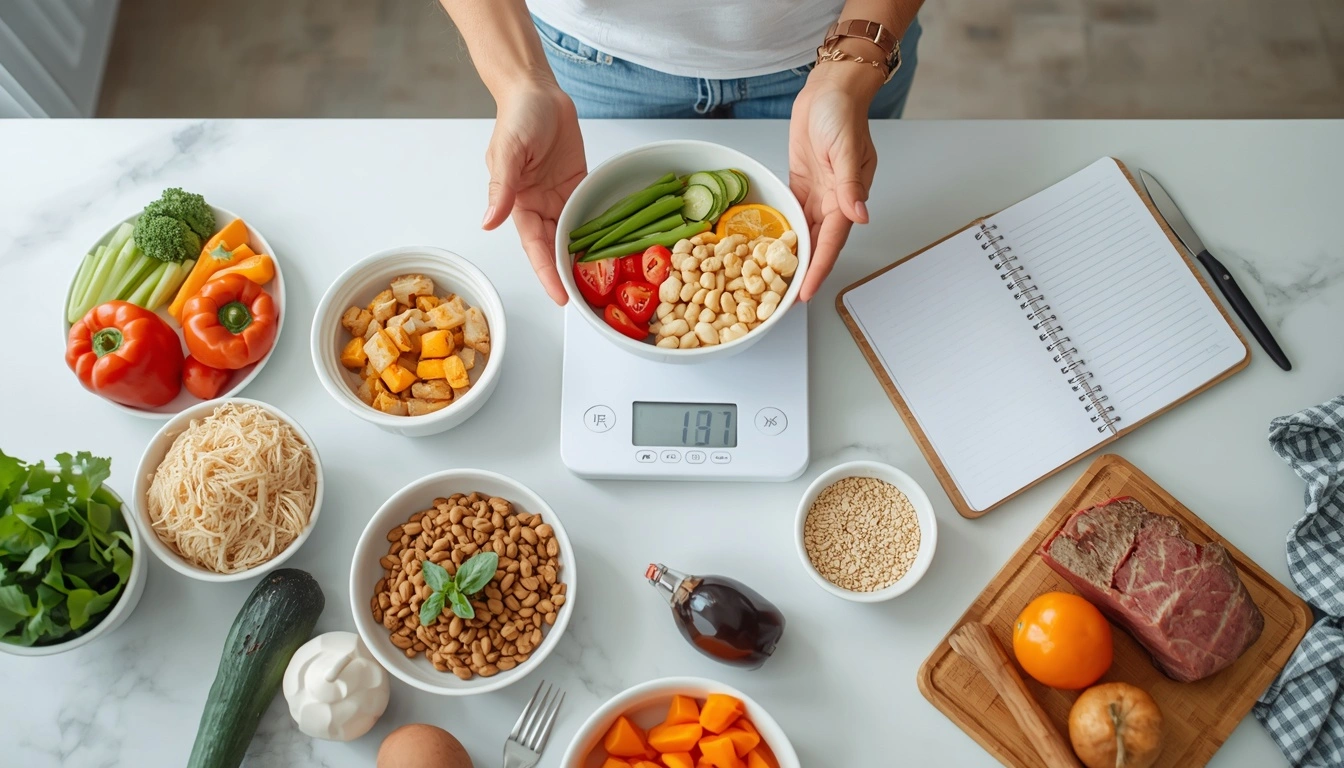 Healthy food portions for a calorie deficit