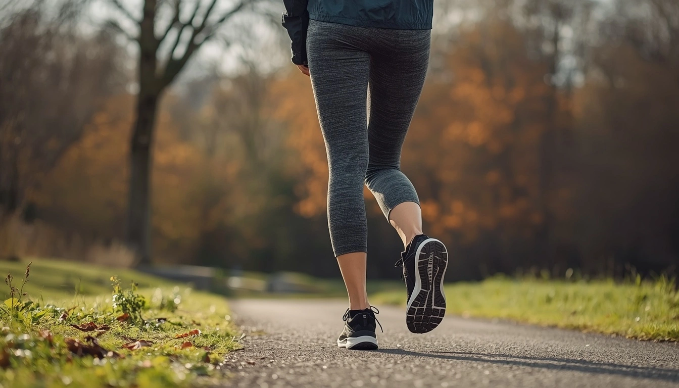 Adult walking outdoors to stay active during weight loss