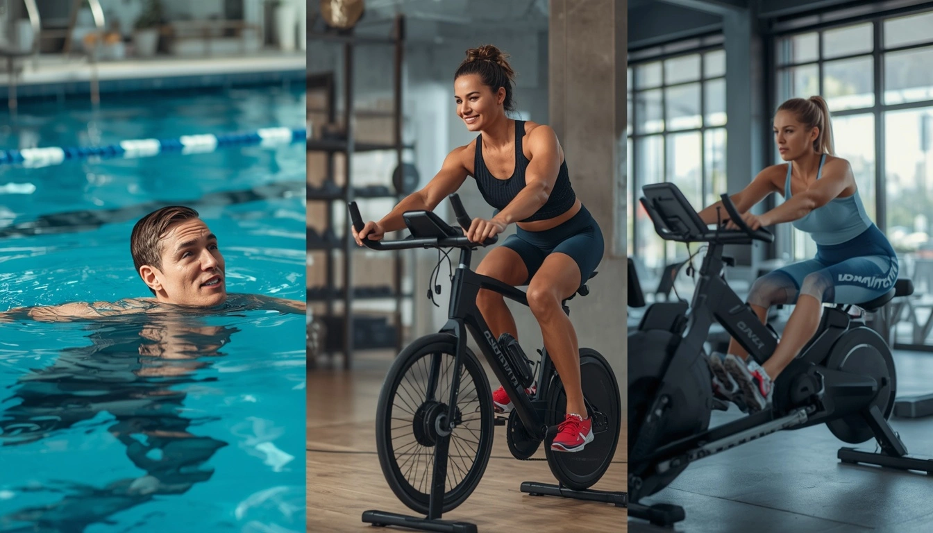 Swimming cycling and rowing for calorie burning